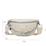 Plaid Nylon Waist Bag Thick Chain Women's Fanny Pack Casual Handbag Purse