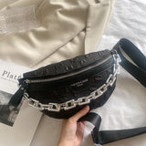 Plaid Nylon Waist Bag Thick Chain Women's Fanny Pack Casual Handbag Purse