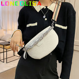 Plaid PU Leather Fanny Pack Waist Bag Shoulder Crossbody Chest Bags