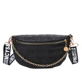 Plaid Leather Waist Bag Thick Chain Women's Fanny Pack
