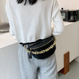 Plaid Leather Waist Bag Chain Fanny Pack Women