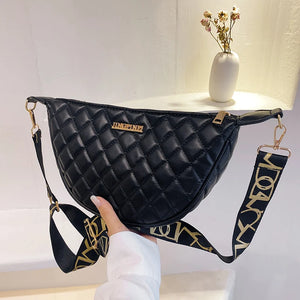 Plaid Leather Waist Bag Shoulder Crossbody Chain Fanny Pack for Women