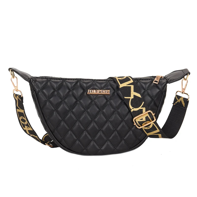 Plaid Leather Waist Bag Shoulder Crossbody Chain Fanny Pack for Women