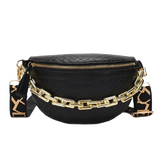 Plaid Leather Waist Bag Chain Fanny Pack Women