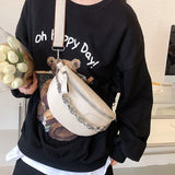 Thick Chain Leather Fanny Pack Waist Bag Shoulder Crossbody Bag