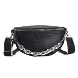 Thick Chain Leather Fanny Pack Waist Bag Shoulder Crossbody Bag