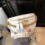 Women's Waist Bag Silver Handbag Leather Fanny Pack Shoulder Crossbody Chest Bag