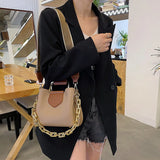 Thick Chain Handbag PU Leather Crossbody Bags Short Handle Shoulder Tote