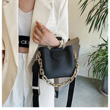 Thick Chain Handbag PU Leather Crossbody Bags Short Handle Shoulder Tote
