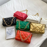 Women's Rivet Flap Shoulder Bag PU Leather Handbag