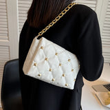 Women's Rivet Flap Shoulder Bag PU Leather Handbag