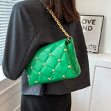 Women's Rivet Flap Shoulder Bag PU Leather Handbag