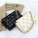 Thick Chains Shoulder Bag PU Leather Flap Underarm Bag Diamond Armpit Handbag