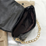 Thick Chains Shoulder Bag PU Leather Flap Underarm Bag Diamond Armpit Handbag