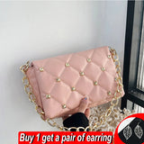 Thick Chains Shoulder Bag PU Leather Flap Underarm Bag Diamond Armpit Handbag
