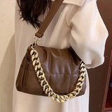 Thick Chain Totes Shoulder Bag Women Handbag Winter Crossbody Bags