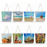 Thick Rope Women Tote Bags Eco Reusable Shopper Bag Starfish Shell Print Handbag