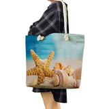 Thick Rope Women Tote Bags Eco Reusable Shopper Bag Starfish Shell Print Handbag
