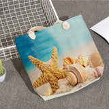 Summer Beach Tote Bag Starfish Shell Printed Eco Reusable Shopper Bag
