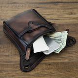 Soft Leather Men Crossbody Sling Bag Fanny Waist Belt Pack Leg Drop Bag