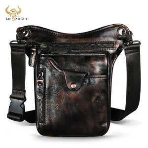 Soft Leather Men Crossbody Sling Bag Fanny Waist Belt Pack Leg Drop Bag