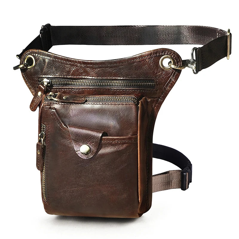 Soft Leather Men Crossbody Sling Bag Fanny Waist Belt Pack Leg Drop Bag