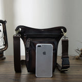 Soft Leather Men Crossbody Sling Bag Fanny Waist Belt Pack Leg Drop Bag