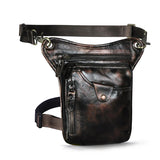 Soft Leather Men Crossbody Sling Bag Fanny Waist Belt Pack Leg Drop Bag