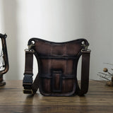 Soft Leather Men Crossbody Sling Bag Fanny Waist Belt Pack Leg Drop Bag