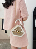 Thicke Chain Women's Shoulder Bag Pleated Top Handle Contrast Handbags