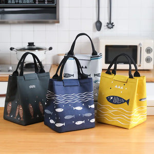 Portable Cartoon Print Lunch Bag Thermal Insulation Student Office Lunch Box