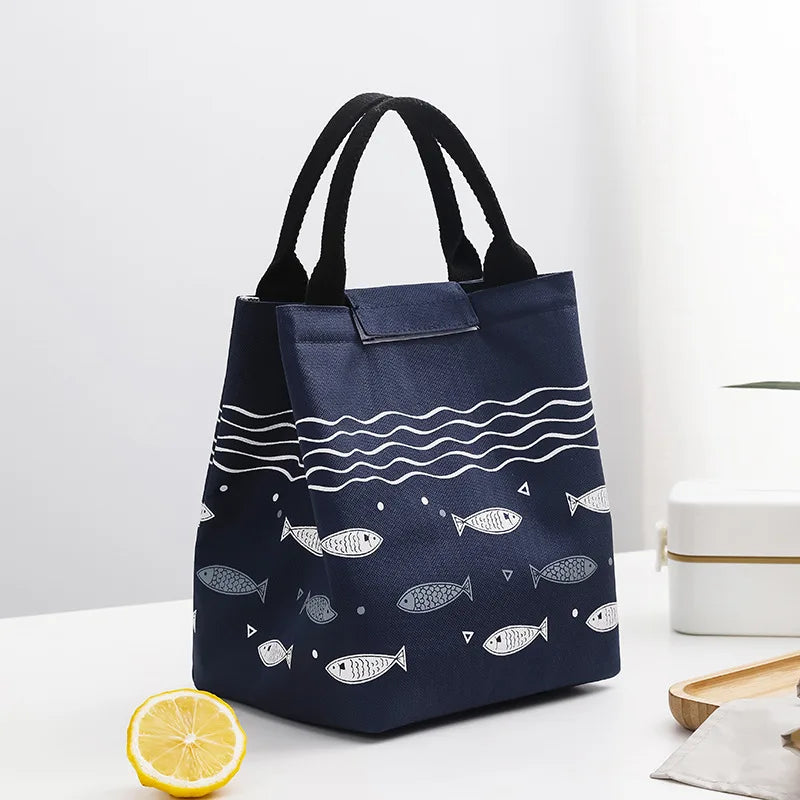 Portable Cartoon Print Lunch Bag Thermal Insulation Student Office Lunch Box