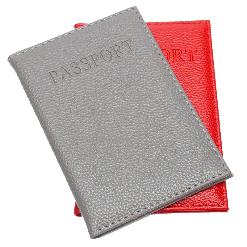 Lychee Pattern Passport Clip PU Leather Cover