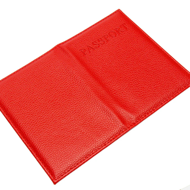 Lychee Pattern Passport Clip PU Leather Cover