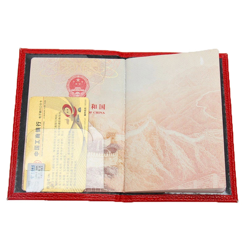 Lychee Pattern Passport Clip PU Leather Cover