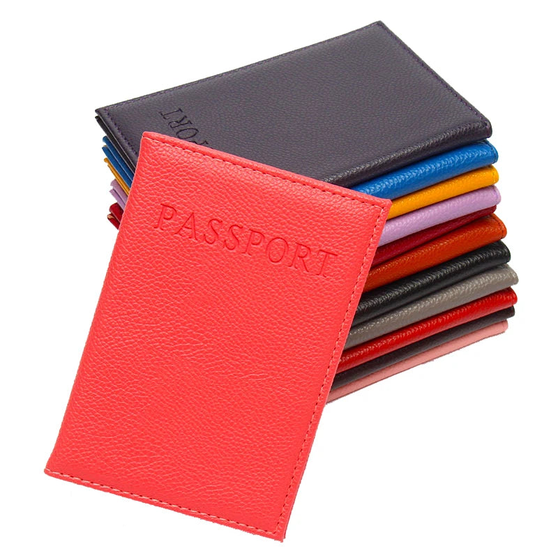 Lychee Pattern Passport Clip PU Leather Cover