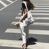 Canvas Women's Shoulder Bag Retro Rose Pattern Eco Shopping Tote Handbag