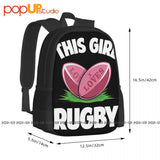 Girl Loves Rugby Sports Lover Backpack Large Travel Eco-Friendly Backpacks