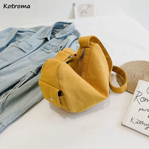 Thread Canvas Shoulder Bags Women Minimalist Couples Cross Body