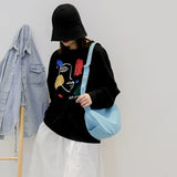 Thread Canvas Shoulder Bags Women Minimalist Couples Cross Body