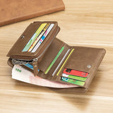Three Fold Wallet Mini Short Men's Wallet Small Natural Leather Classic Style