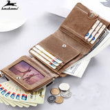 Three Fold Wallet Mini Short Men's Wallet Small Natural Leather Classic Style