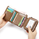 Three Fold Wallet Mini Short Men's Wallet Small Natural Leather Classic Style