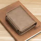 Three Fold Wallet Mini Short Men's Wallet Small Natural Leather Classic Style