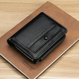 Three Fold Wallet Mini Short Men's Wallet Small Natural Leather Classic Style