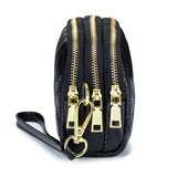 Three Layers Women's Large Capacity Cowhide Leather Clutches Purses Wallets