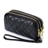 Three Layers Women's Large Capacity Cowhide Leather Clutches Purses Wallets