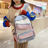 Three-color Stitching Nylon Laptop Backpack