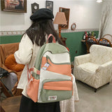 Three-color Stitching Nylon Laptop Backpack
