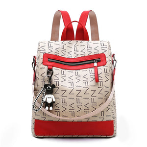 Tide Printed Ladies Backpack Multifunctional Youth College School Bag PU Ladies